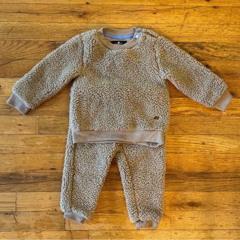 7 for All Mankind Faux Teddy Fuzzy Fur 2-Piece Sweatshirt & Joggers Set